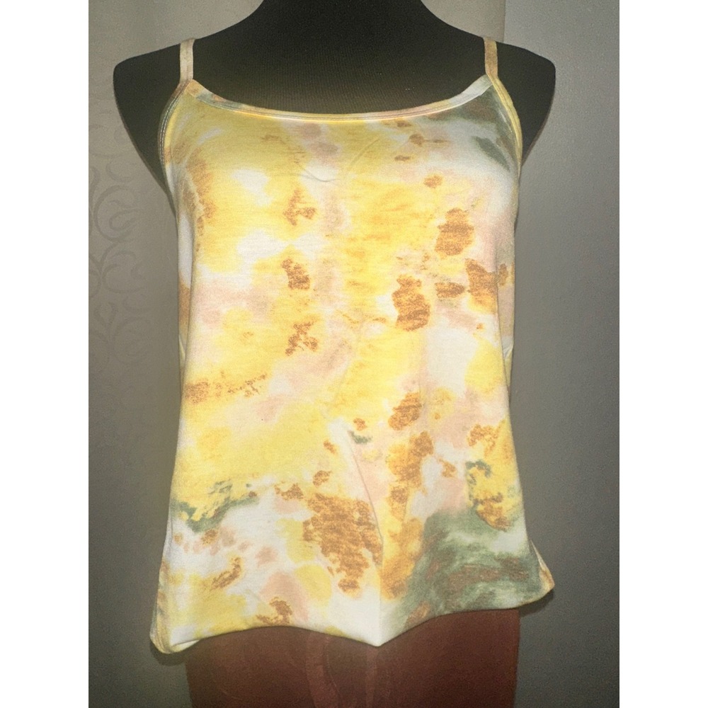 Zenana Plus Size Yellow Tie Dye Flowy Cami Tank Top Boho Summer - 1X